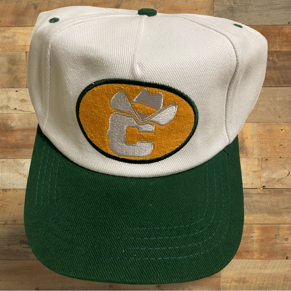 Curly Wolf Big C with a Cowboy Hat Snapback White/Green OSFA